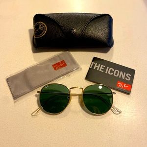 Ray-Ban, round, gold sunglasses
